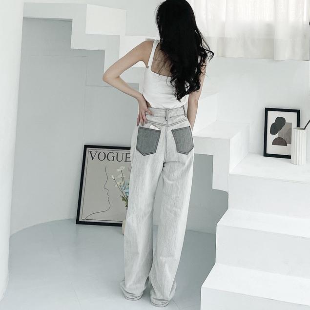 【DOE.FF】俐落水泥灰牛仔寬褲 ｜現貨｜ 長褲 牛仔褲 男友褲 百搭 顯瘦 個性 歐美-細節圖2