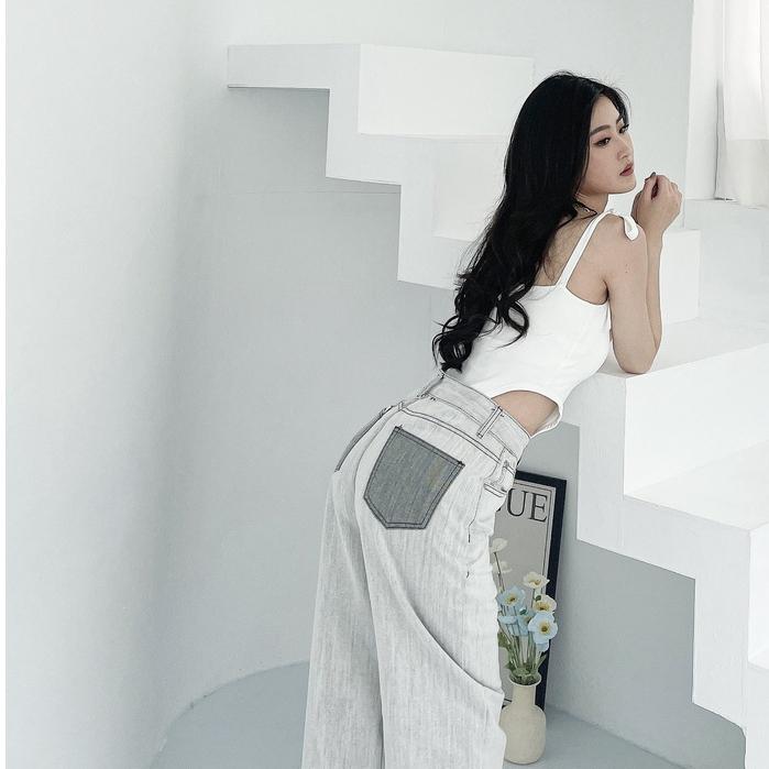 【DOE.FF】俐落水泥灰牛仔寬褲 ｜現貨｜ 長褲 牛仔褲 男友褲 百搭 顯瘦 個性 歐美-細節圖6