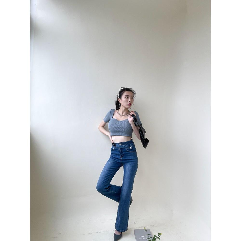 【DOE.FF】原色造型微喇叭牛仔褲｜現貨｜長褲女 牛仔長褲 喇叭長褲 顯瘦長褲-細節圖2