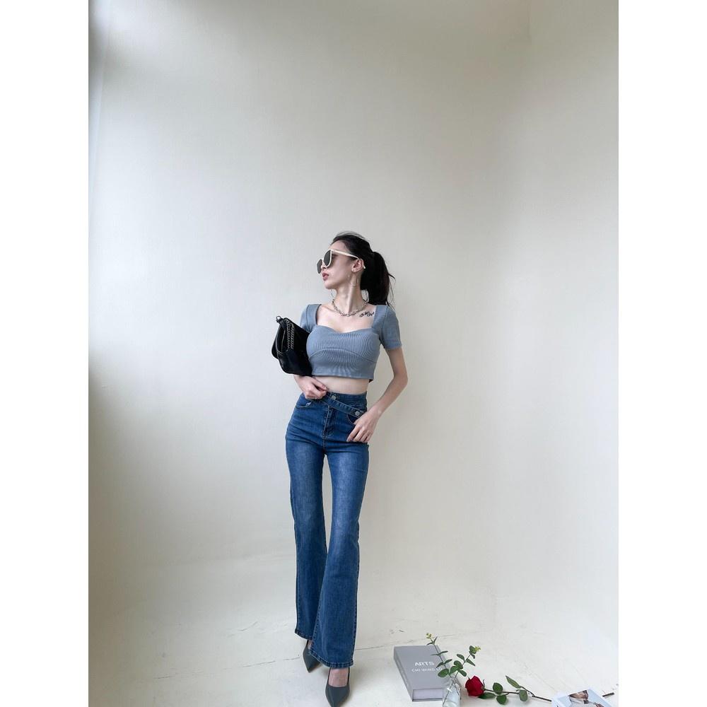 【DOE.FF】原色造型微喇叭牛仔褲｜現貨｜長褲女 牛仔長褲 喇叭長褲 顯瘦長褲-細節圖4