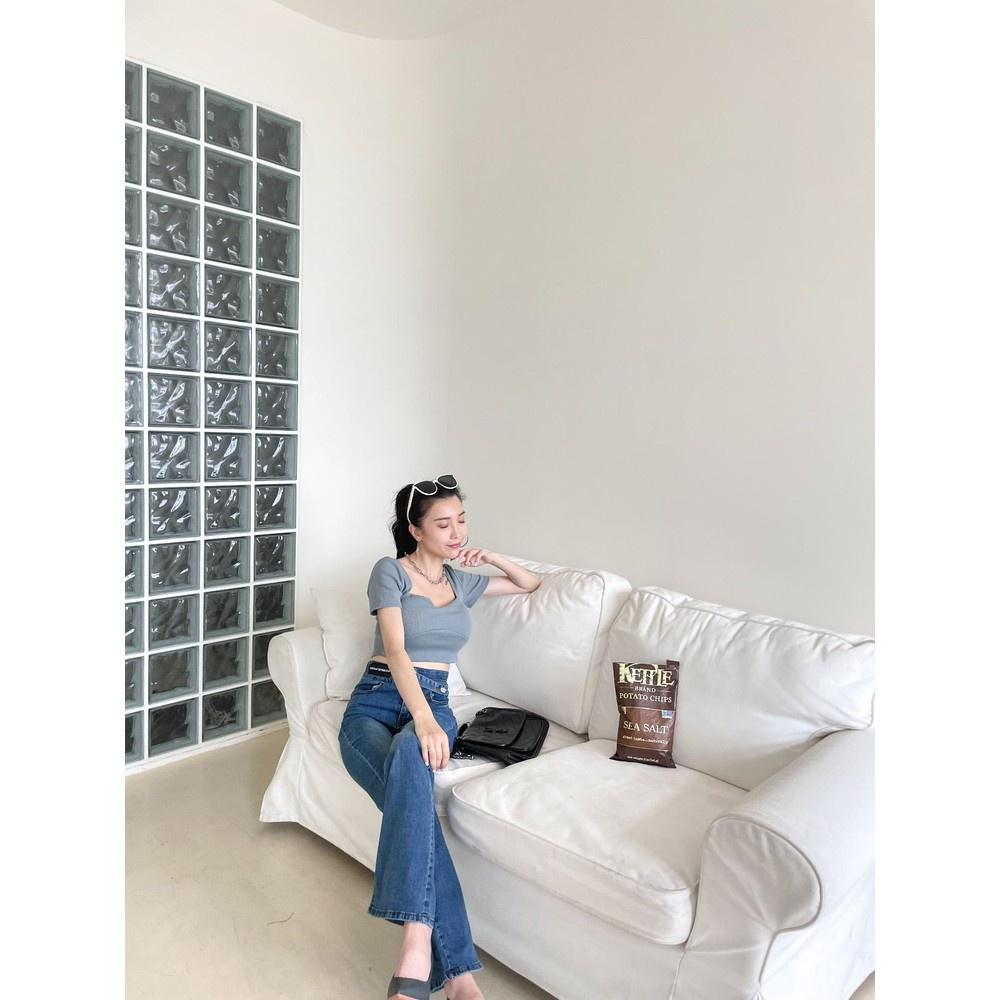 【DOE.FF】原色造型微喇叭牛仔褲｜現貨｜長褲女 牛仔長褲 喇叭長褲 顯瘦長褲-細節圖5