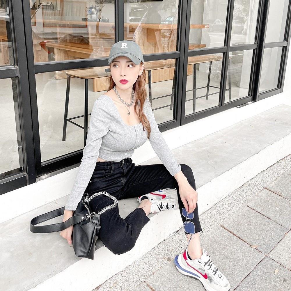 【DOE.FF】水洗割痕八分小腳褲 (現貨) 緊身褲 高腰長褲 牛仔長褲 長褲女 顯瘦長褲 女裝 歐美風 辣妹風-細節圖7