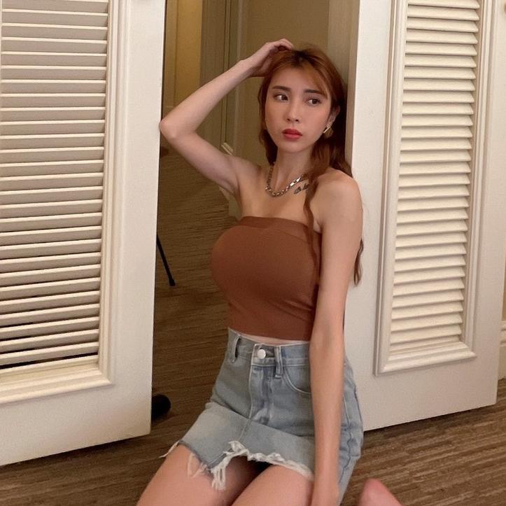 【DOE.FF】 絲滑平口附胸墊背心 （現貨） 背心女 bratop 內搭背心 小可愛 女裝  短版背心 短版上衣 內衣-細節圖7