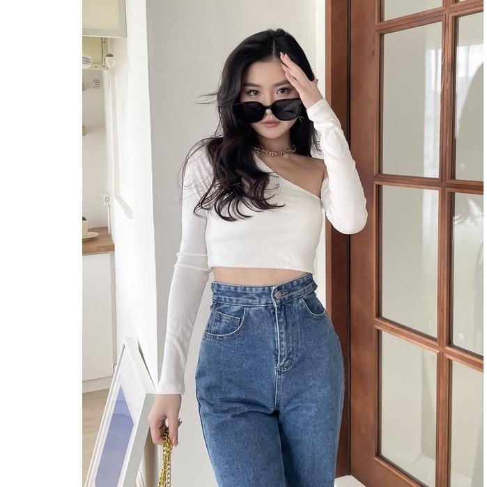 【DOE.FF】 自訂款繞腰高腰牛仔寬褲 (現貨) 寬褲 牛仔長褲 高腰長褲 長褲女 直筒褲 顯瘦長褲 歐美風 辣妹風-細節圖5