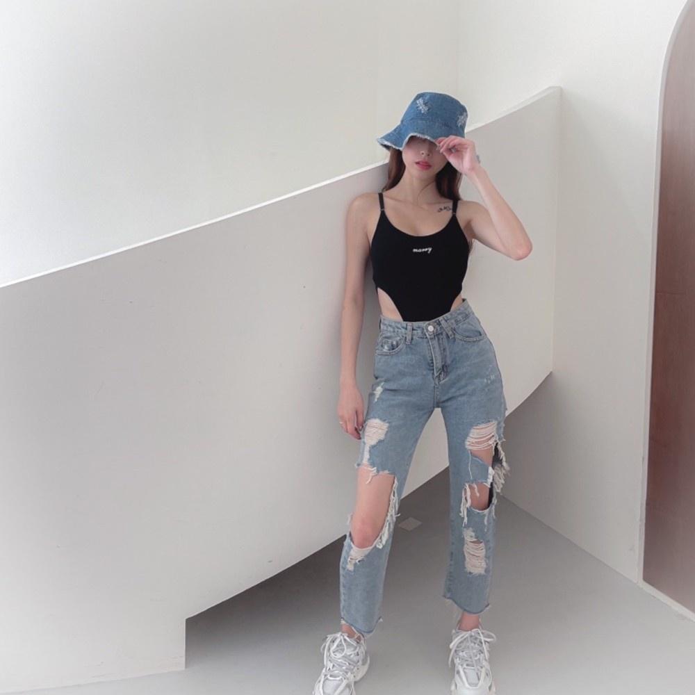 【DOE.FF】歐美高衩細肩帶連體背心 (現貨) 背心女 連體衣 辣妹上衣 辣妹風 上衣女 內搭背心 小可愛 女裝 歐美-細節圖6