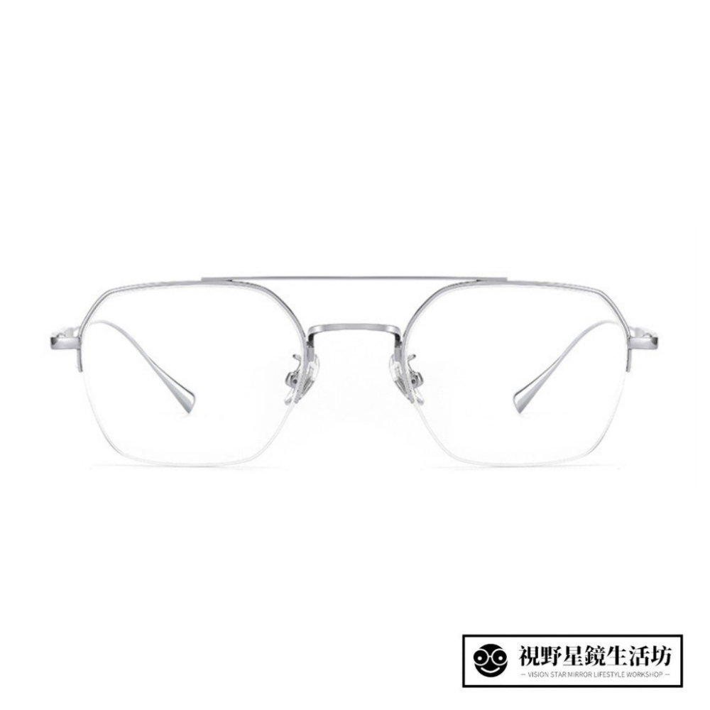 【附眼鏡盒】新品報到✨雙槓造型率性斯文半框下無邊鈦Titanium光學眼鏡-細節圖3