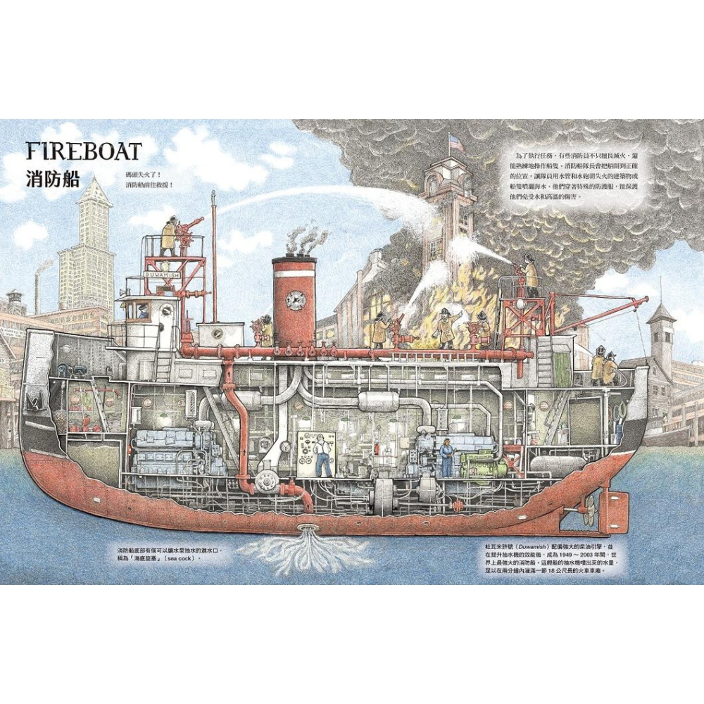 書適》上船囉！跟著航海爸爸出海去【小剖面大驚奇．大船祕密機關手繪圖解】（STEAM科學素養) /野人-細節圖3