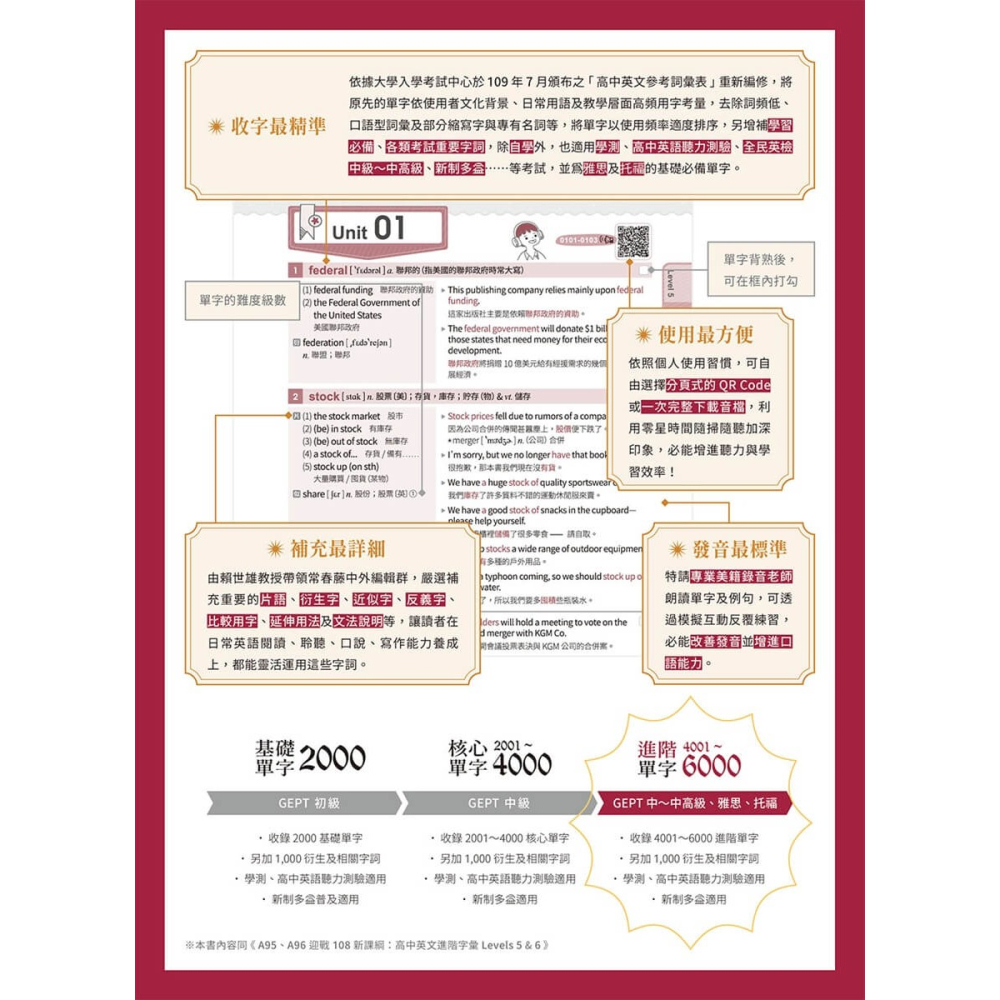 書適》英文字彙王：進階單字4001-6000 Levels 5 & 6【高效演練版】(附試題本) /常春藤-細節圖2