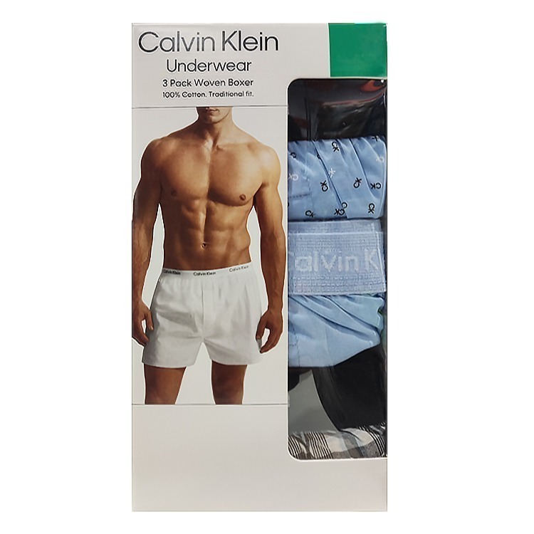 喜市購生活館 現貨 CK男內褲   Calvin Klein  男性內褲 CK四角內褲 平織平口內褲 三入組-規格圖1
