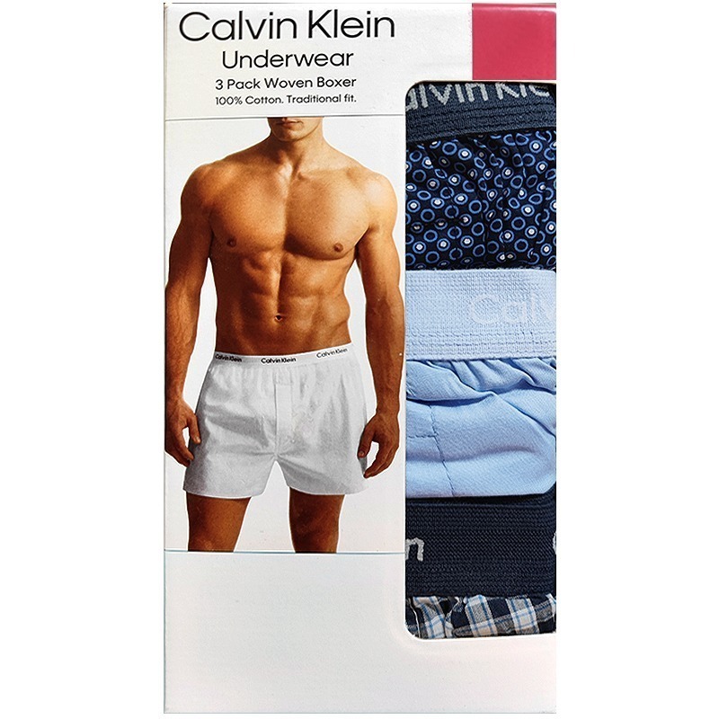 喜市購生活館 現貨 CK男內褲   Calvin Klein  男性內褲 CK四角內褲 平織平口內褲 三入組-規格圖1