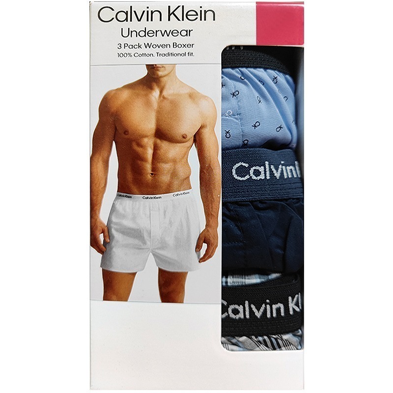 喜市購生活館 現貨 CK男內褲   Calvin Klein  男性內褲 CK四角內褲 平織平口內褲 三入組-規格圖1