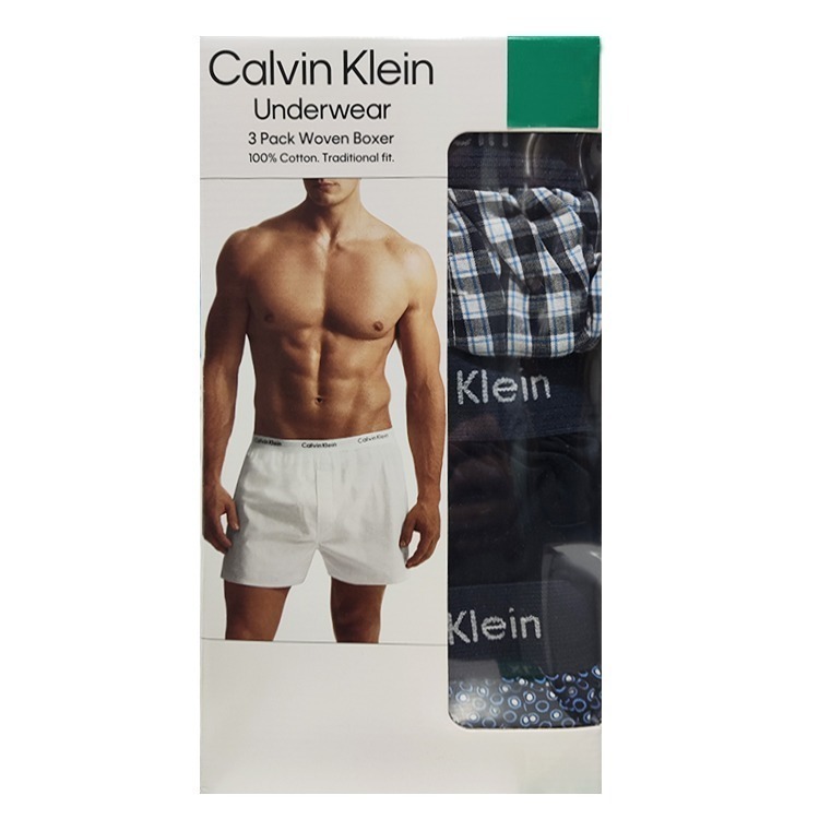 喜市購生活館 現貨 CK男內褲   Calvin Klein  男性內褲 CK四角內褲 平織平口內褲 三入組-規格圖1