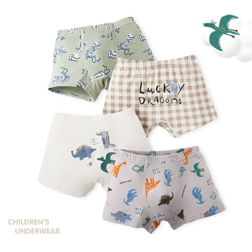 ☆朵拉與瑪姬☆ 2025新款 男童兒童四角内褲 恐龍世界/恐龍樂園/最佳小狗/Q萌恐龍 平角褲 四角褲 睡褲 一組四件-規格圖7