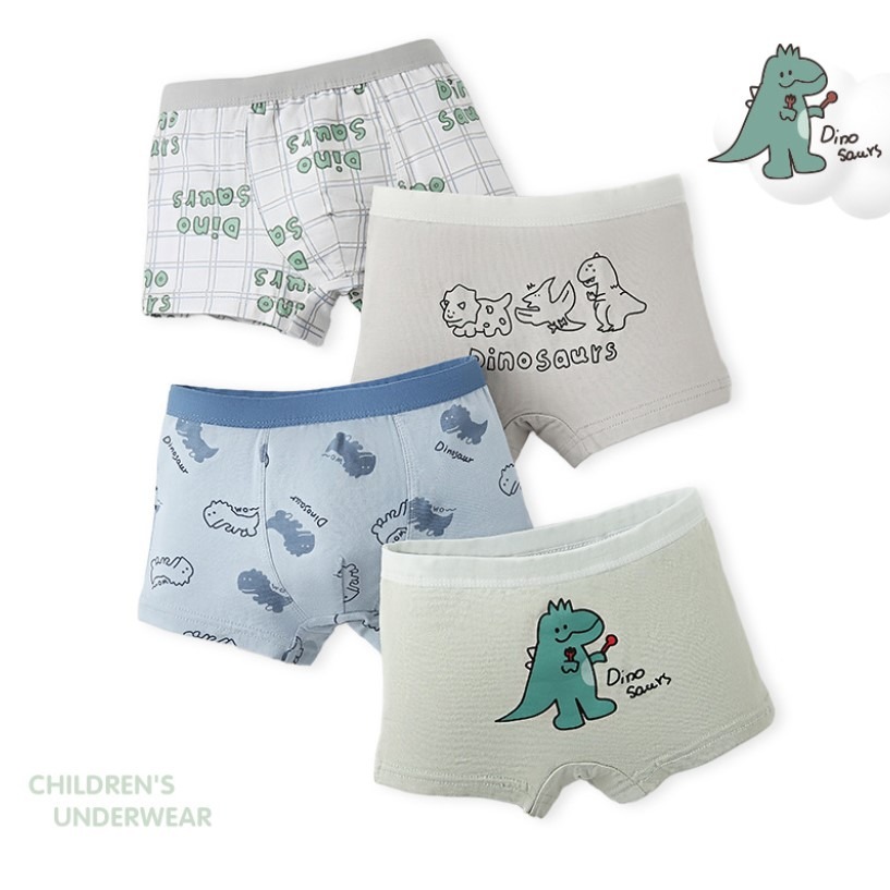 ☆朵拉與瑪姬☆ 2025新款 男童兒童四角内褲 恐龍世界/恐龍樂園/最佳小狗/Q萌恐龍 平角褲 四角褲 睡褲 一組四件-規格圖7