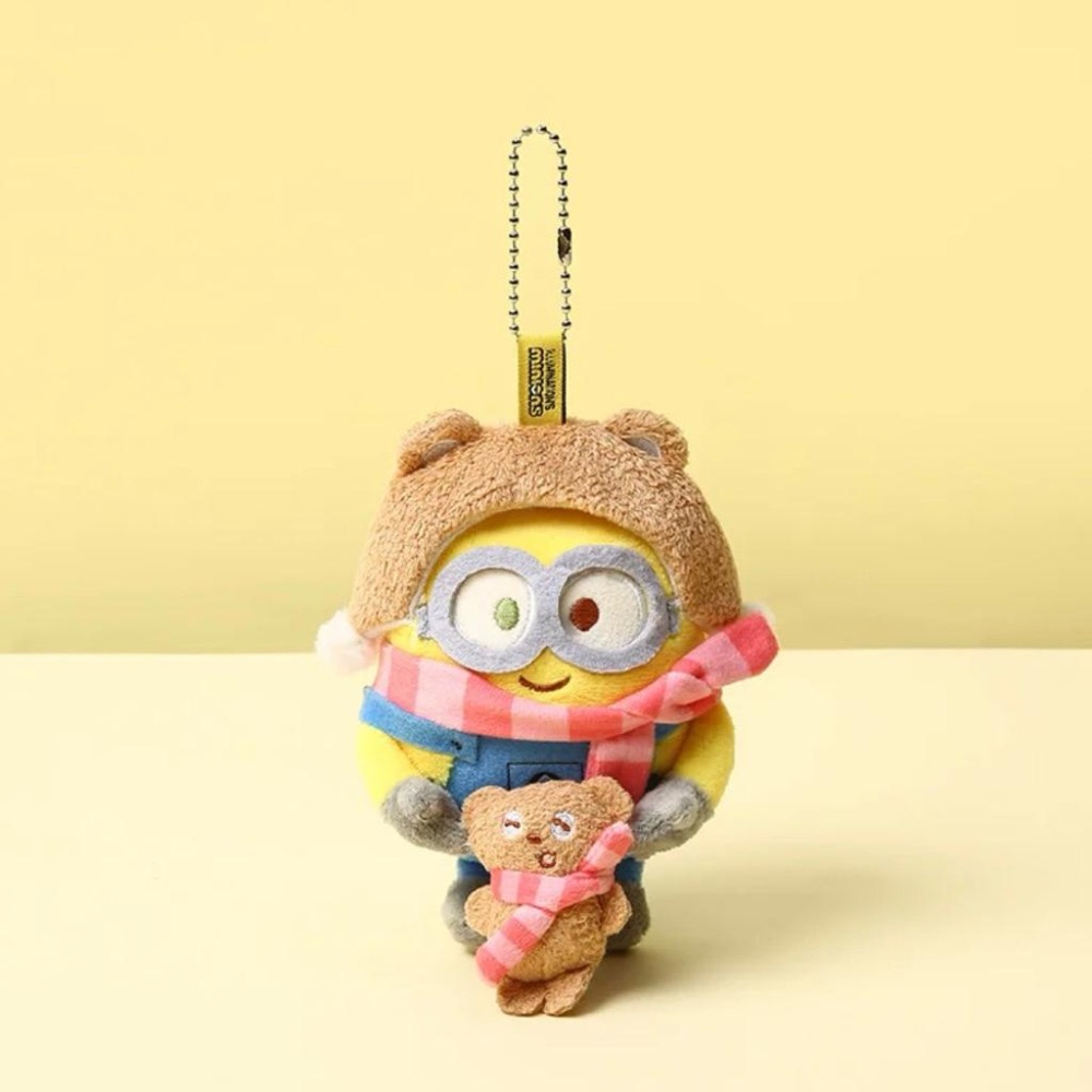 【熊盒子】正版授權🔖 小小兵 小黃人 BOB TIM 冬天系列 毛絨娃娃 掛件 公仔 睡衣款 圍巾款 吊飾-細節圖3