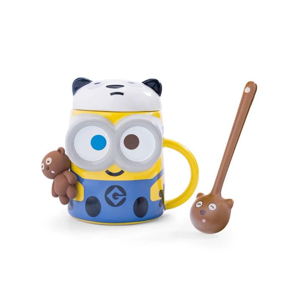 【熊盒子】 正版授權🔖 BOB&TIM 小小兵 小黃人 限定版 熊貓蓋子 陶瓷馬克杯 禮物-細節圖7