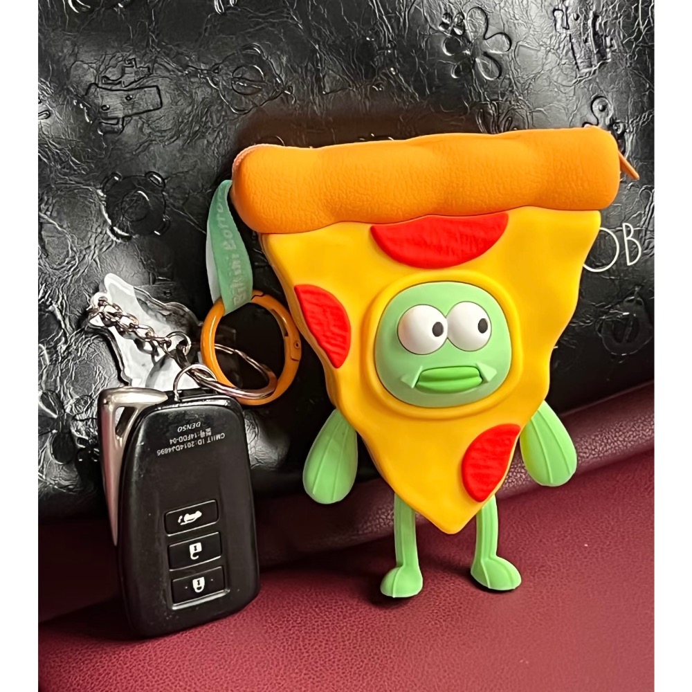 【熊盒子】正版授權🔖海綿寶寶 比奇堡居民 熱狗魚🌭 披薩魚🍕迷你收納包 耳機收納包 零錢收納包 包包 吊飾-細節圖4