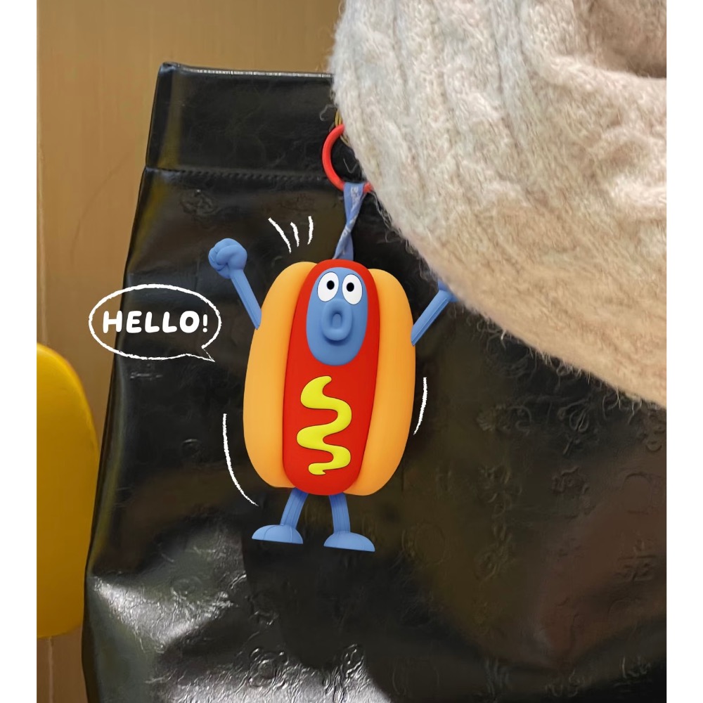 【熊盒子】正版授權🔖海綿寶寶 比奇堡居民 熱狗魚🌭 披薩魚🍕迷你收納包 耳機收納包 零錢收納包 包包 吊飾-細節圖6