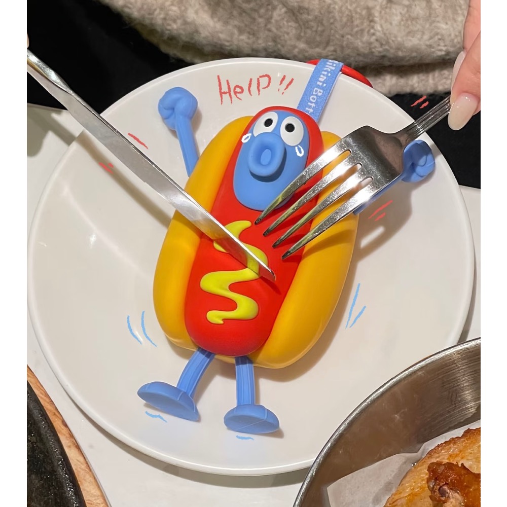 【熊盒子】正版授權🔖海綿寶寶 比奇堡居民 熱狗魚🌭 披薩魚🍕迷你收納包 耳機收納包 零錢收納包 包包 吊飾-細節圖7