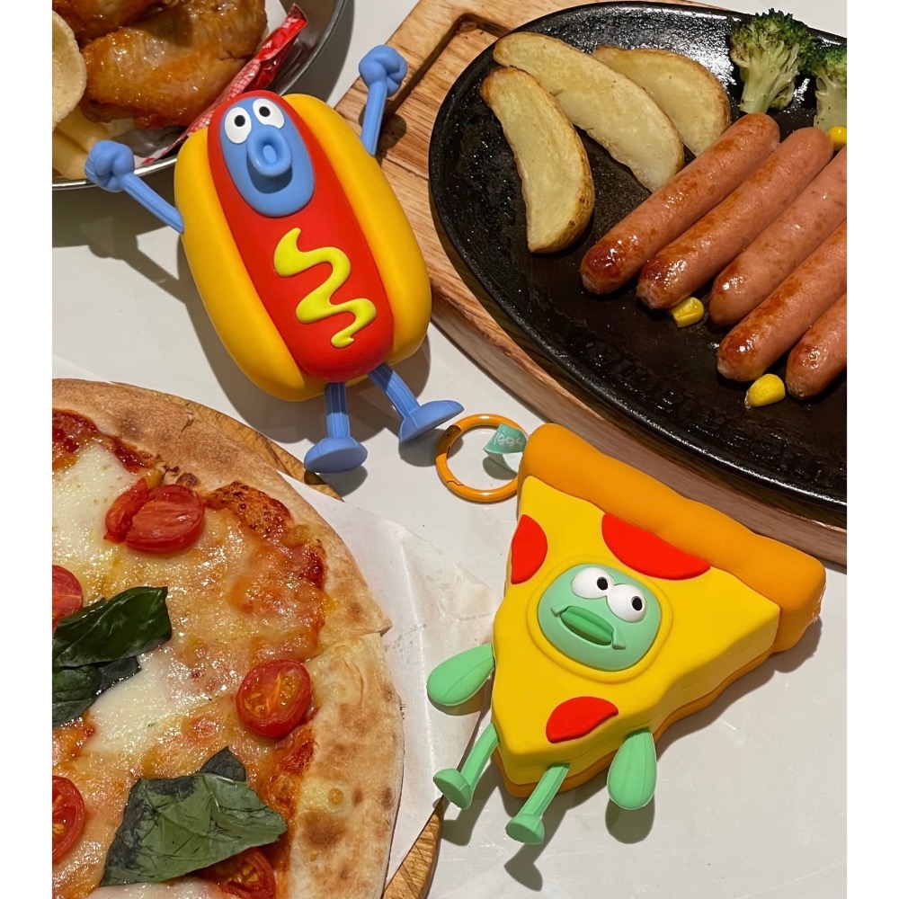 【熊盒子】正版授權🔖海綿寶寶 比奇堡居民 熱狗魚🌭 披薩魚🍕迷你收納包 耳機收納包 零錢收納包 包包 吊飾-細節圖8