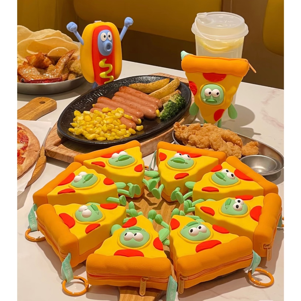 【熊盒子】正版授權🔖海綿寶寶 比奇堡居民 熱狗魚🌭 披薩魚🍕迷你收納包 耳機收納包 零錢收納包 包包 吊飾-細節圖11