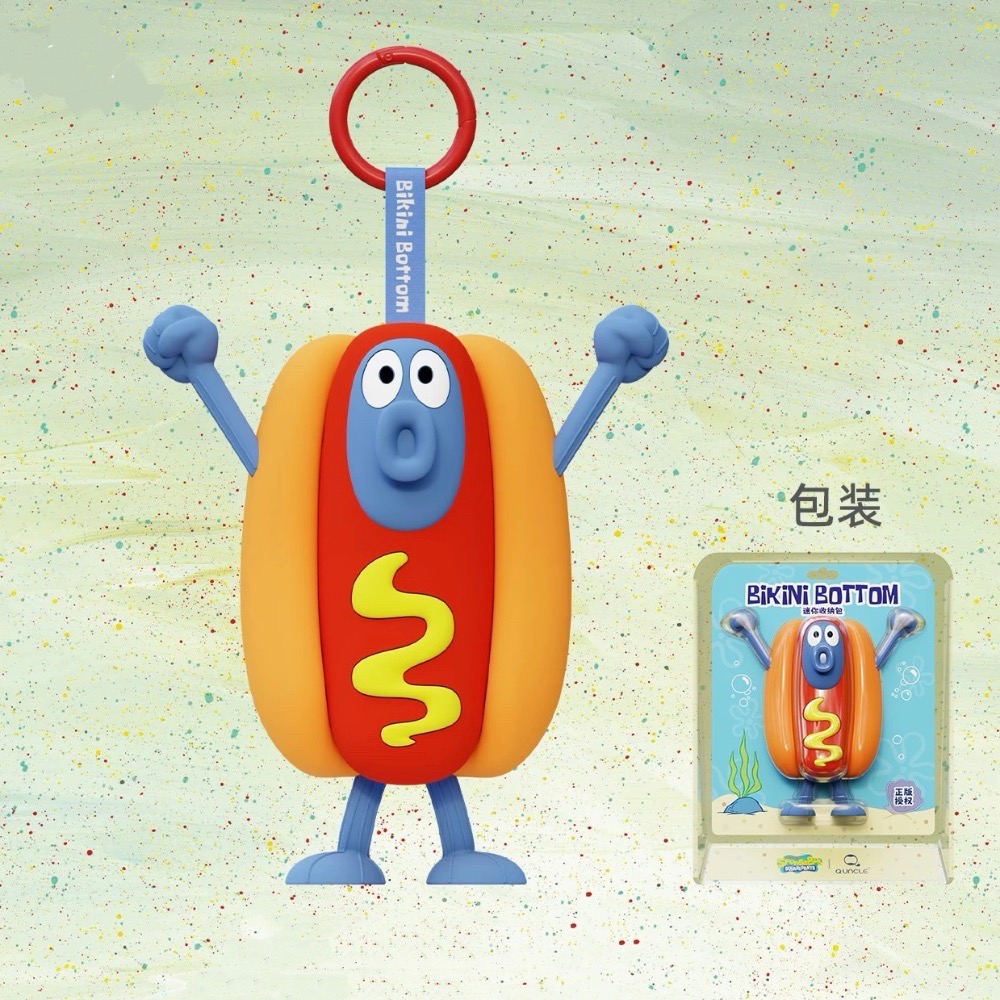 【熊盒子】正版授權🔖海綿寶寶 比奇堡居民 熱狗魚🌭 披薩魚🍕迷你收納包 耳機收納包 零錢收納包 包包 吊飾-規格圖11