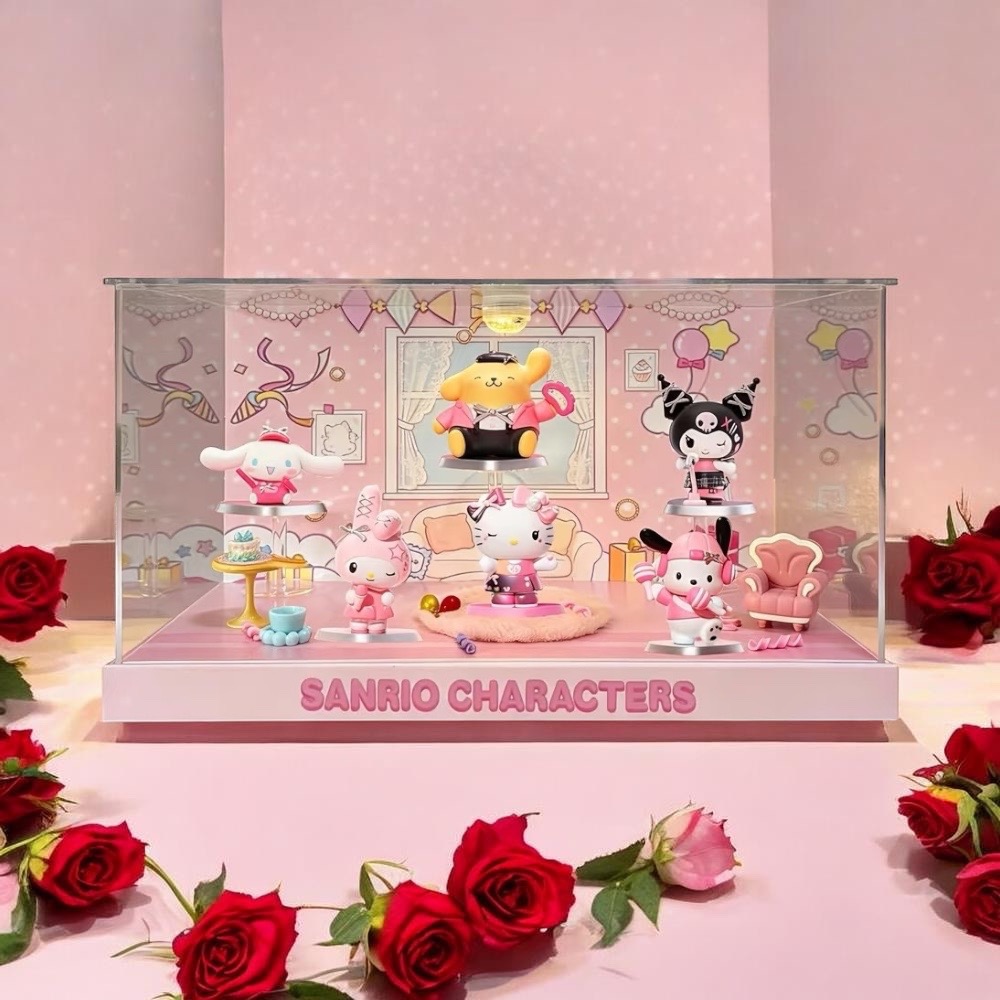 【熊盒子】 POPMART SANRIO 三麗鷗 粉色派對系列 壓克力盒 專用展示盒 潮玩 公仔 玩偶擺件 收納 展示盒-細節圖2