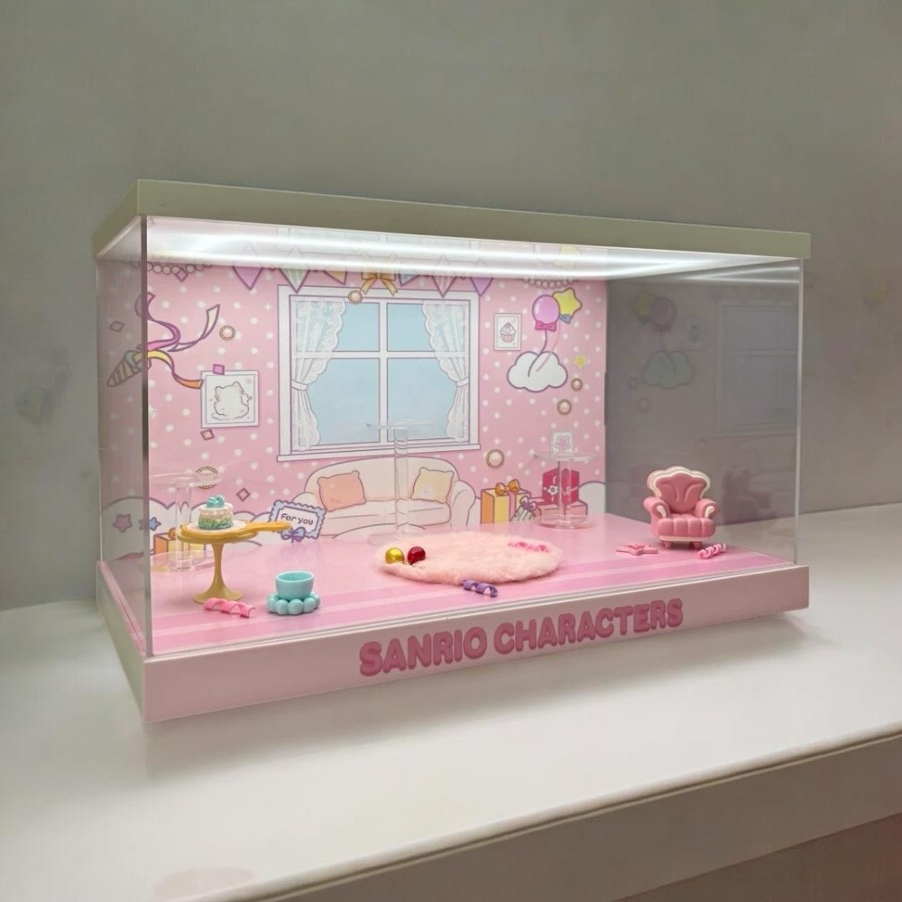 【熊盒子】 POPMART SANRIO 三麗鷗 粉色派對系列 壓克力盒 專用展示盒 潮玩 公仔 玩偶擺件 收納 展示盒-細節圖3