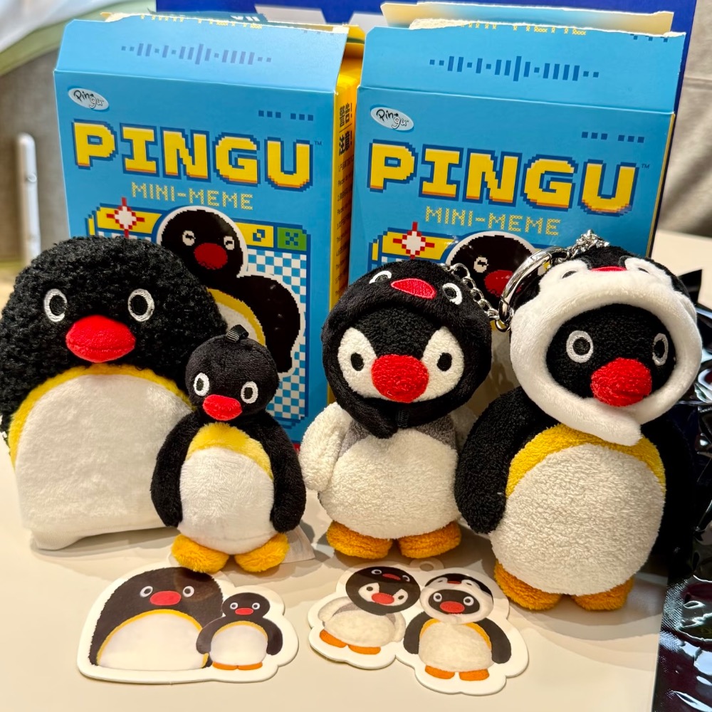 【熊盒子】 正版授權🔖X11 企鵝家族PINGU MINI MEME系列 盲盒 一中盒 毛絨公仔 包包掛飾 毛絨掛件-細節圖2