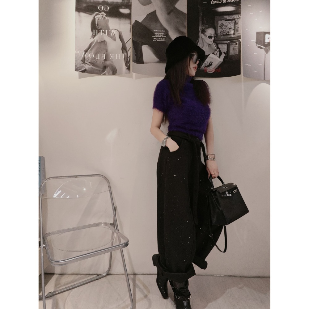 左左家#8056 毛呢閃亮亮蘿蔔褲-細節圖5