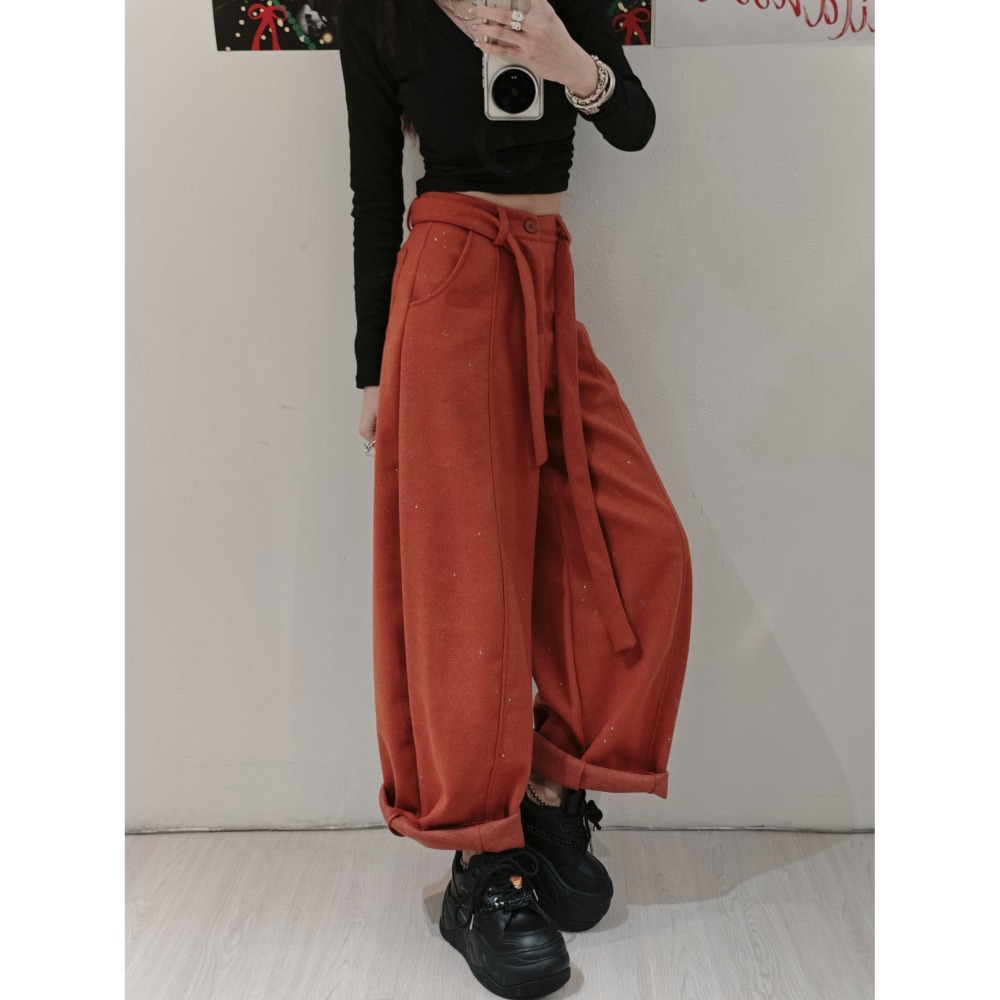 左左家#8056 毛呢閃亮亮蘿蔔褲-細節圖7