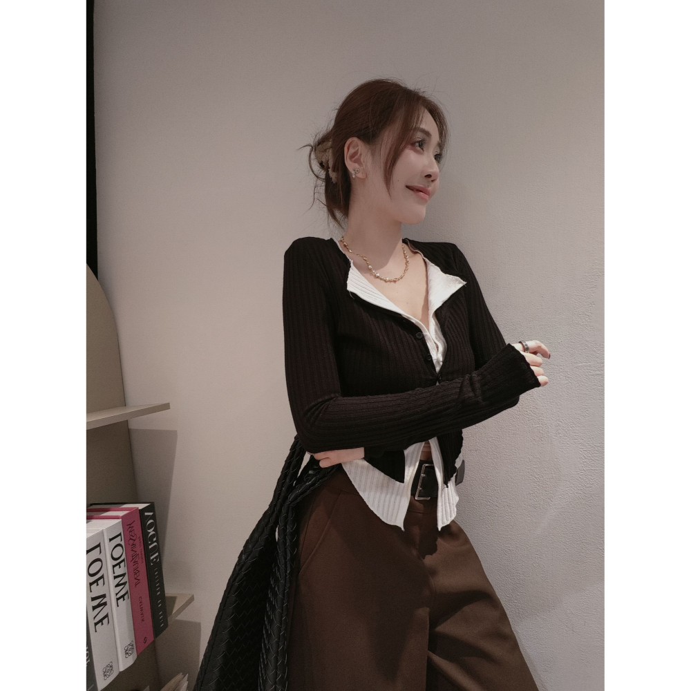 左左家#8188 雙色針織衫-細節圖3