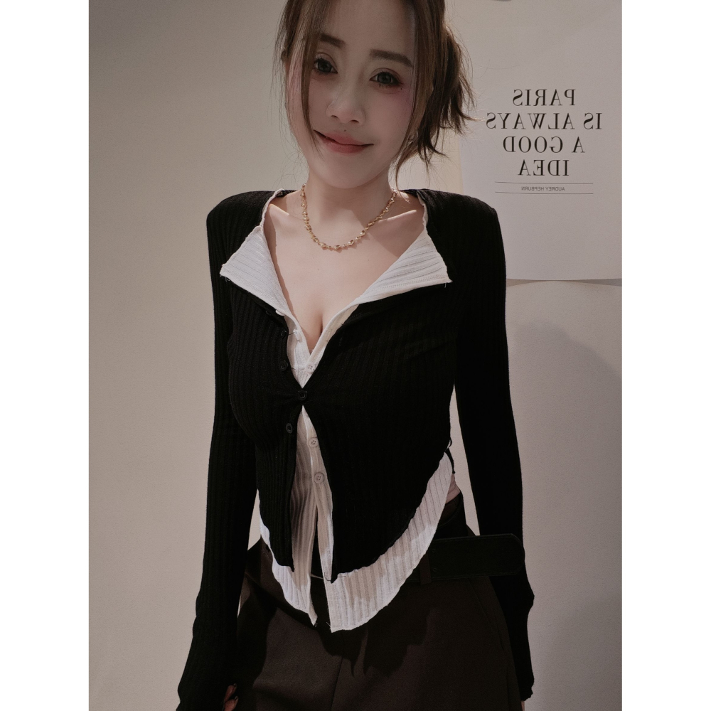 左左家#8188 雙色針織衫-細節圖4