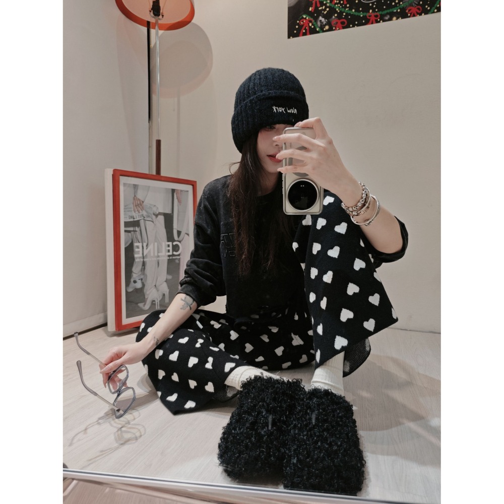 左左家#8833 厚羊絨愛心褲-細節圖2