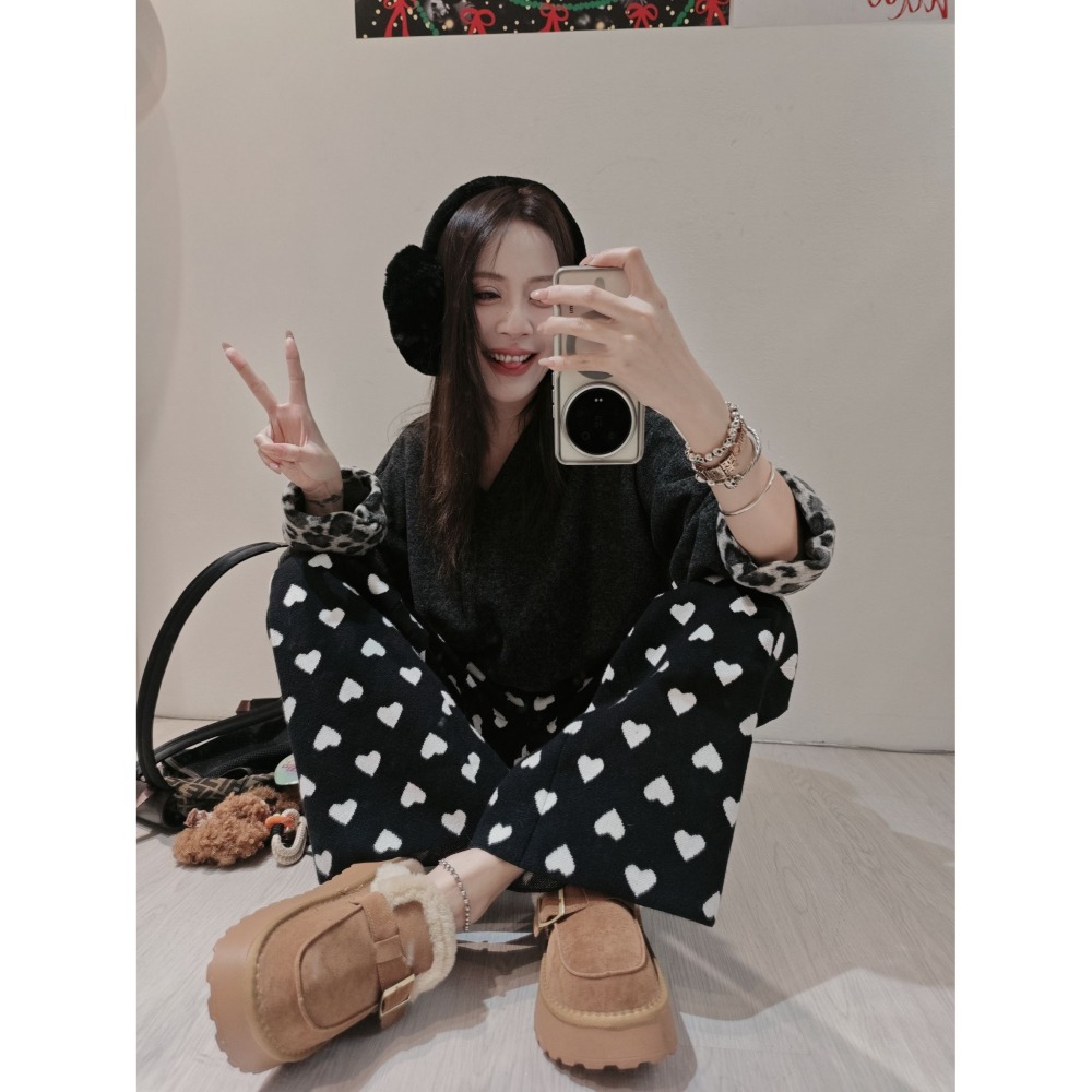 左左家#8833 厚羊絨愛心褲-細節圖4