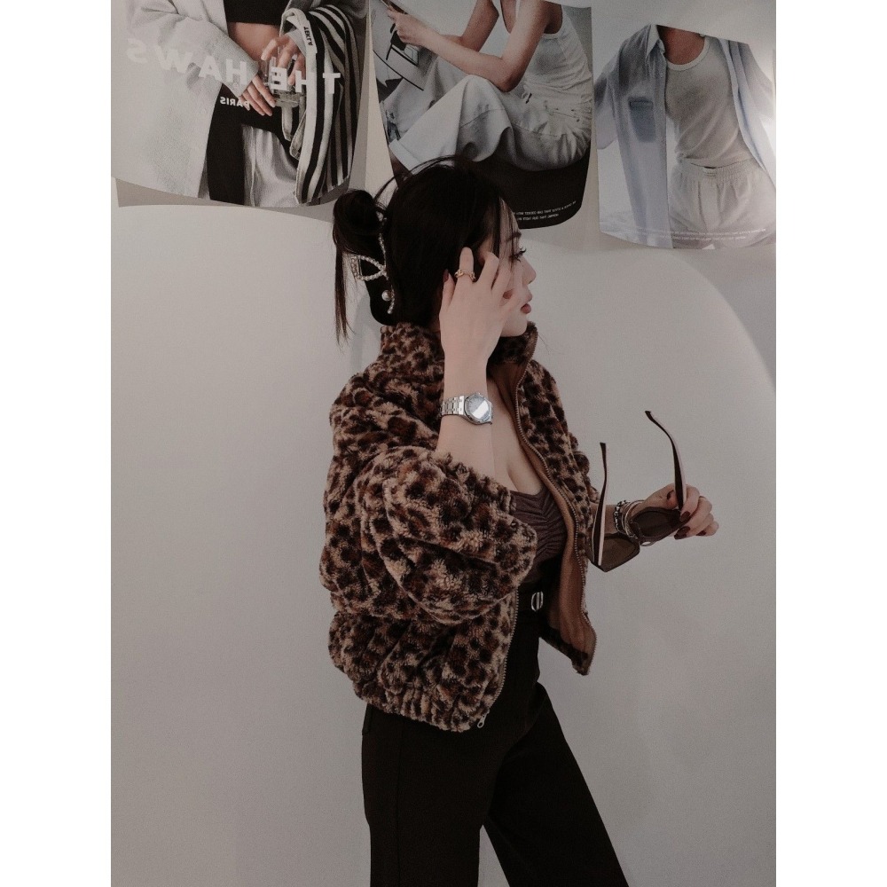 左左家#9081 羊羔毛豹紋外套-細節圖3