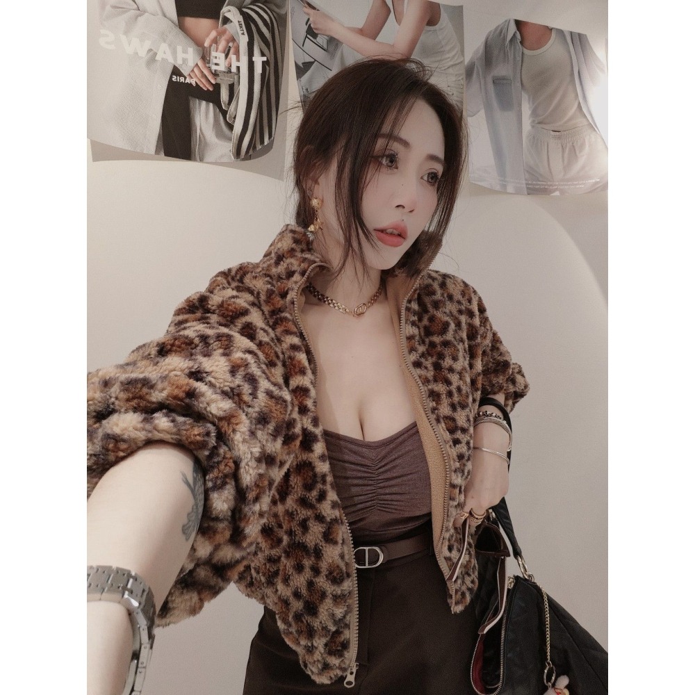 左左家#9081 羊羔毛豹紋外套-細節圖4