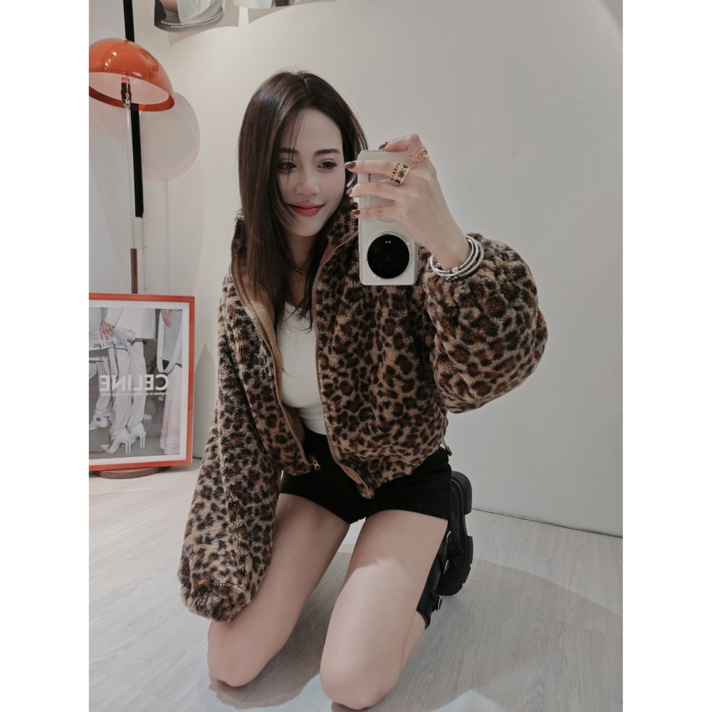 左左家#9081 羊羔毛豹紋外套-細節圖5