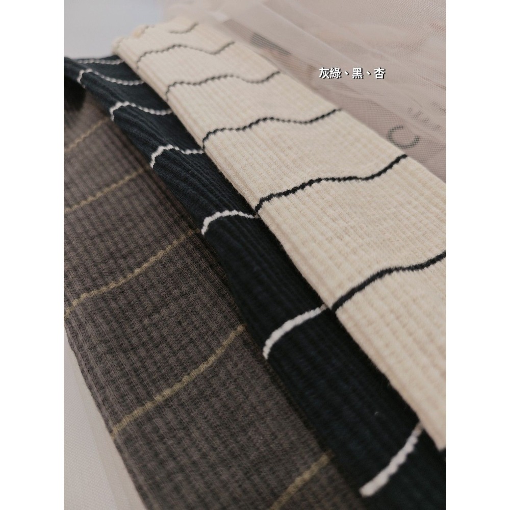 左左家#8172 條紋針織開衫(灰綠)-細節圖3