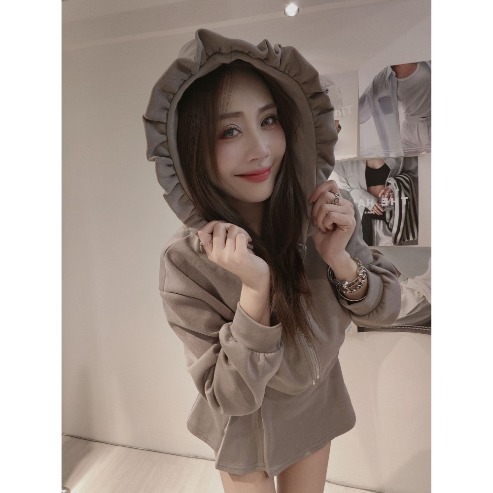 左左家#8883 花瓣帽帽套裝外套+裙褲Set-細節圖2