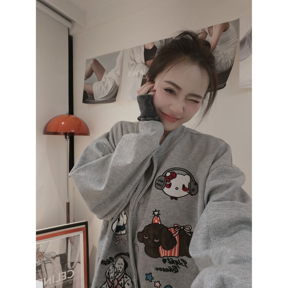 左左家#913 貓貓狗狗電繡棒球外-細節圖3