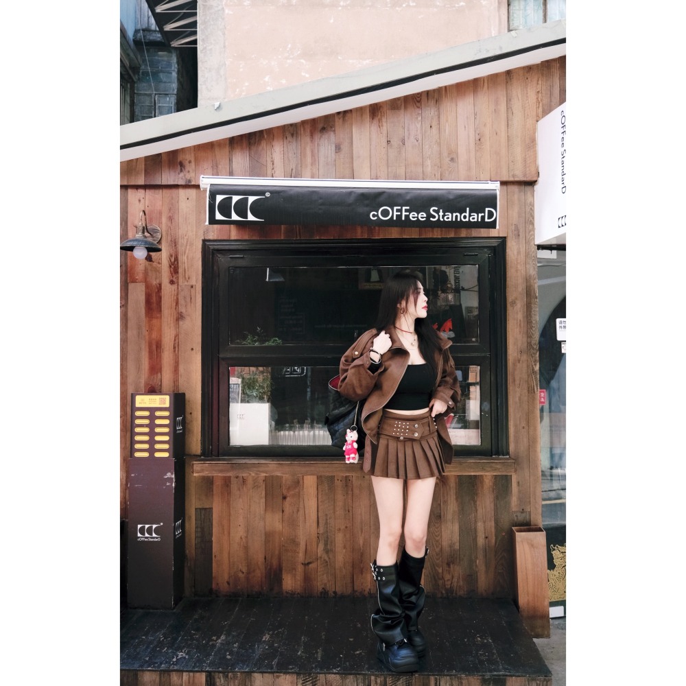 左左家#6952 時髦老錢風麂皮外(可可棕)-細節圖3