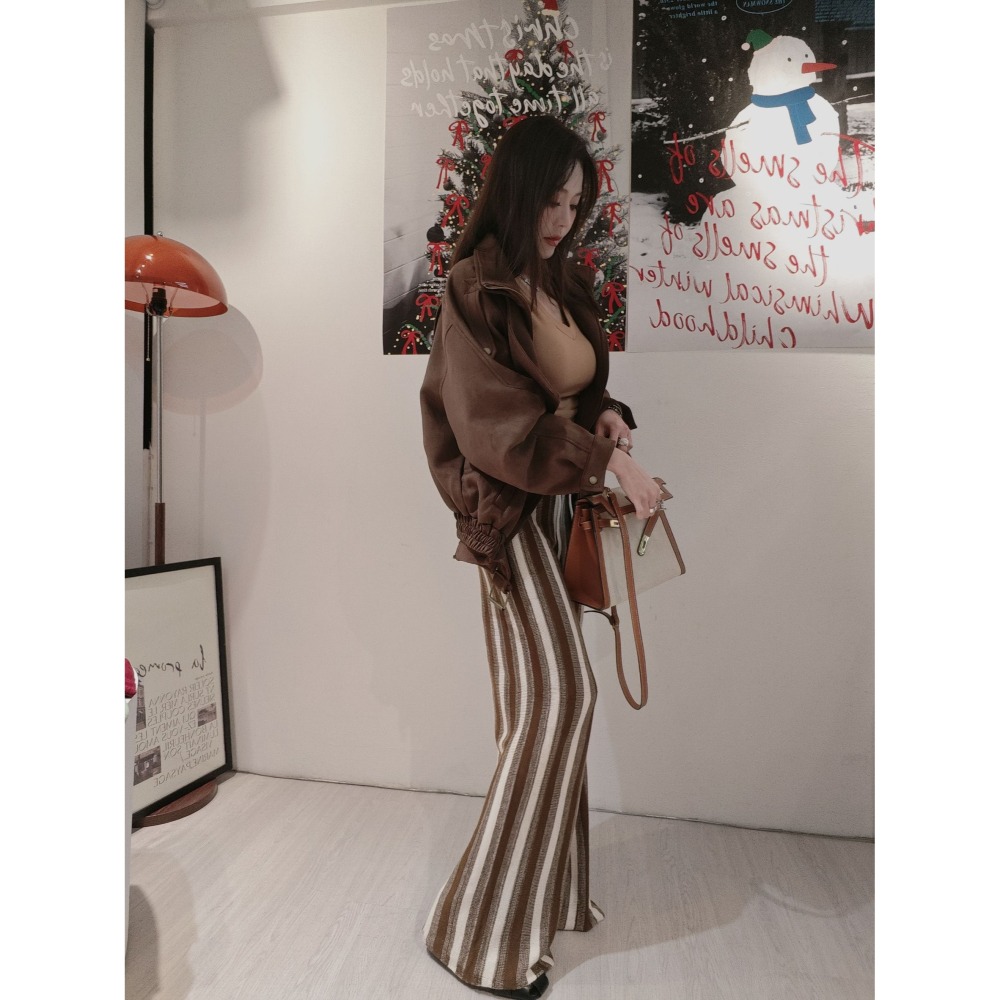 左左家#1817 歐美時髦焦糖人寬褲-細節圖3