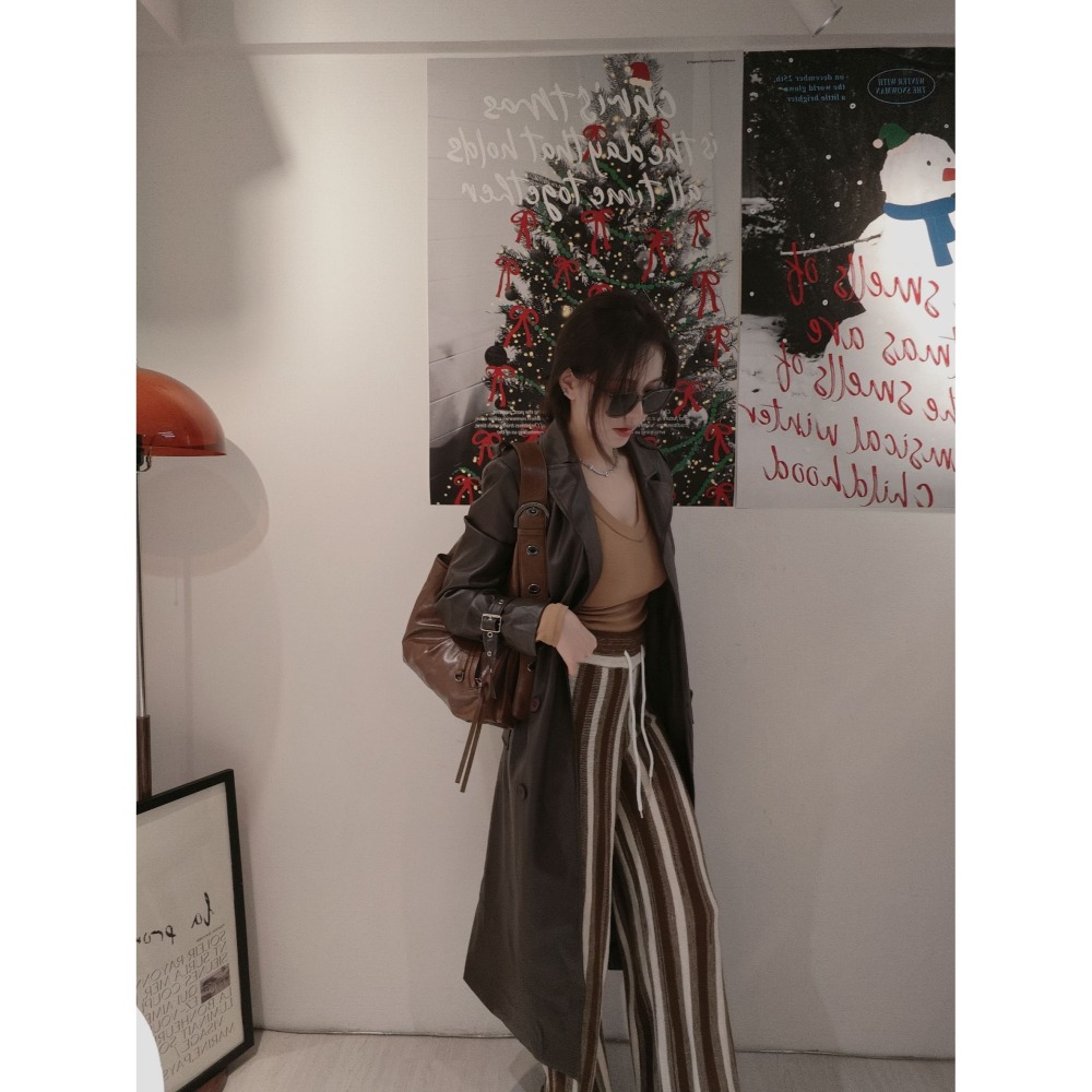 左左家#1817 歐美時髦焦糖人寬褲-細節圖4