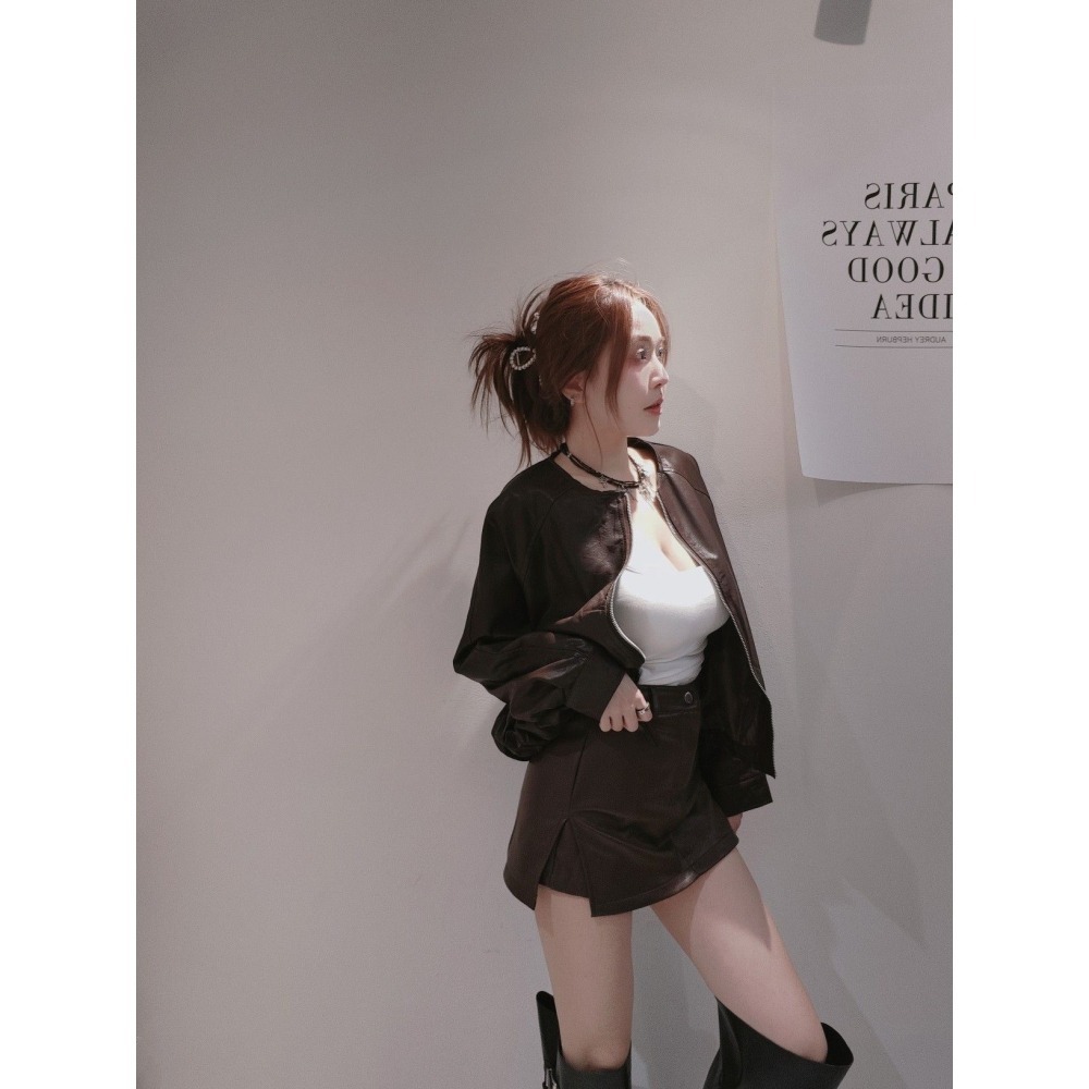 左左家#25208 圓領棒球皮外套-細節圖4