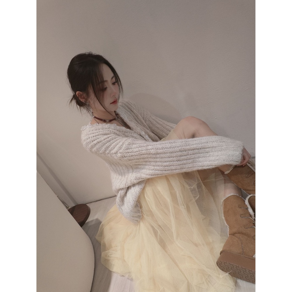 左左家#66053 布蕾絲條絨罩衫外套-細節圖6