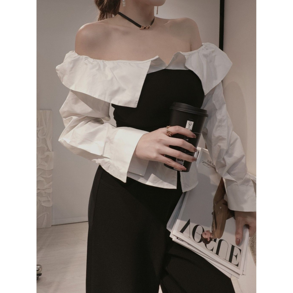 左左家#8179露香肩拼接上衣-細節圖6