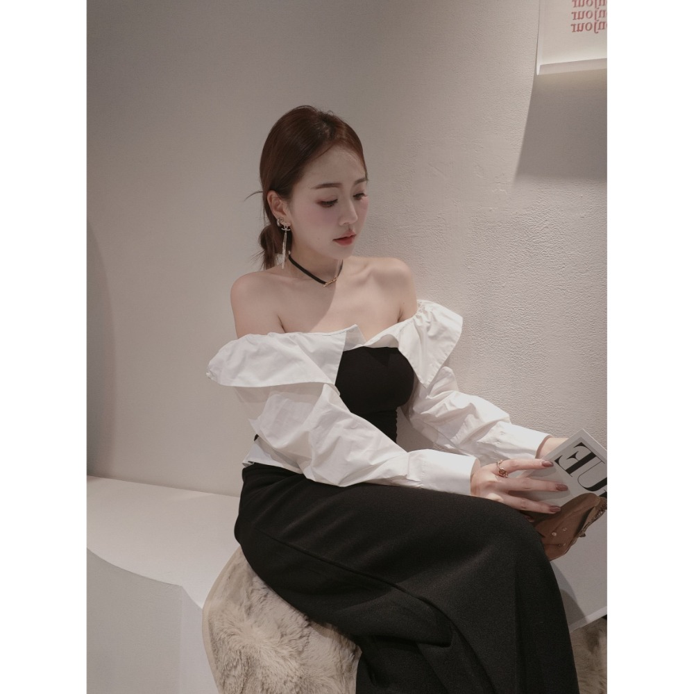 左左家#8179露香肩拼接上衣-規格圖6