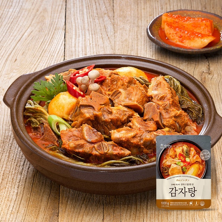 《 Chara 微百貨 》 特價中 韓國 真韓 馬鈴薯豬骨湯 1kg 料理包 加熱 即食 團購 批發-細節圖2