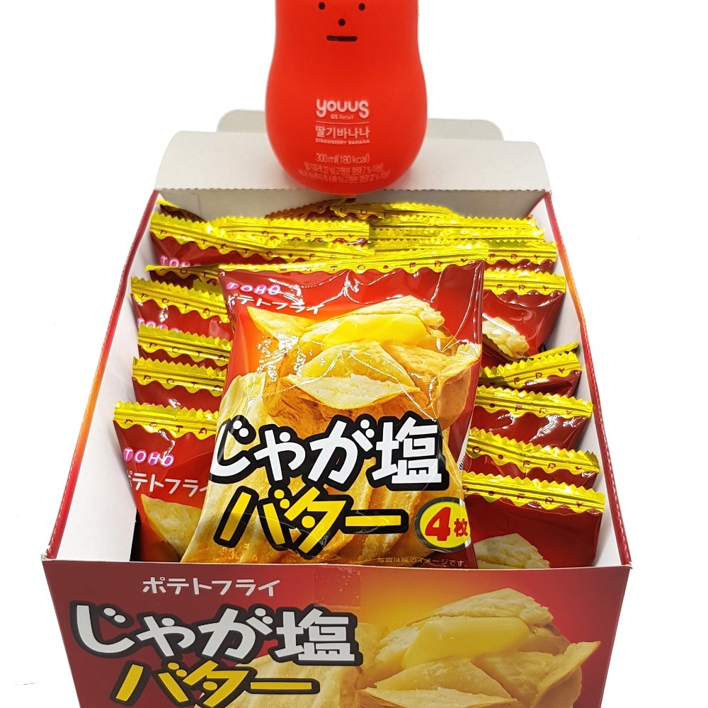 《 Chara 微百貨 》 日本 東豐 製菓 奶油 薯片 洋芋片 薯餅 20袋 盒裝 220g 鹽味 炸雞 口味-細節圖2